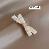 Impression Cross style 12 Pcs White And Gold Color beads Stone Hair Clip Set